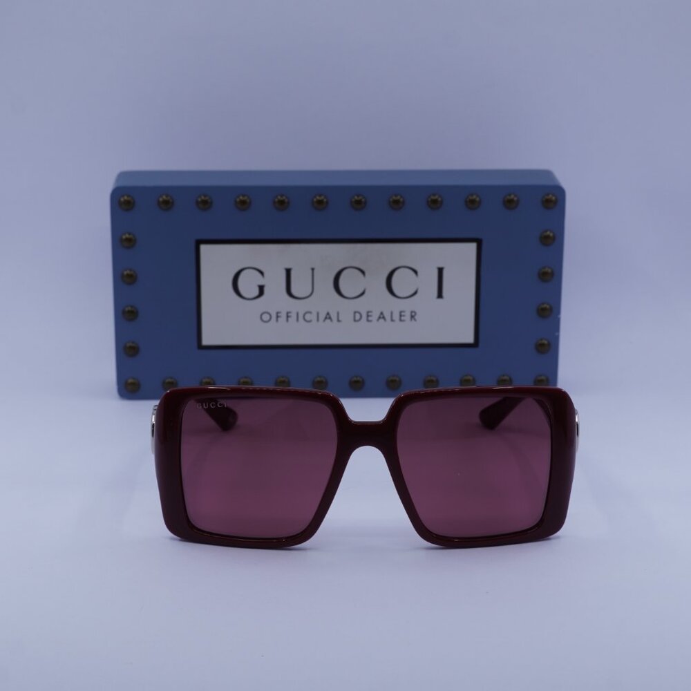 Gucci GG1692S 005 Square Sunglasses - Burgundy - Picture 4 of 11